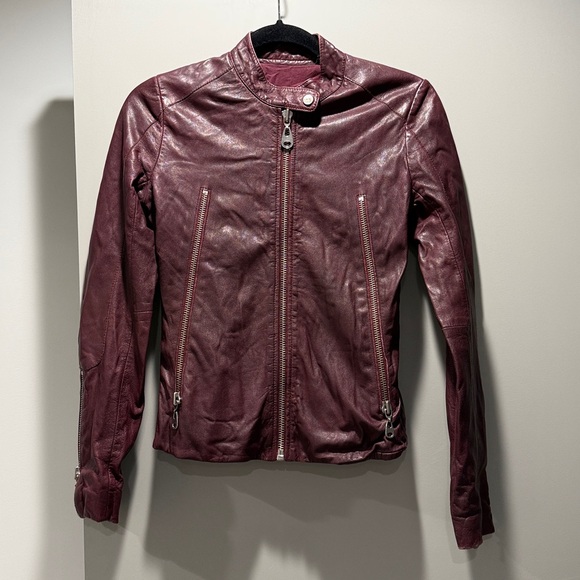 Doma Jackets & Blazers - Doma Deep Red wine burgundy motorcycle biker lamb skin Leather Jacket size xs